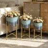 A set of three large, medium and small golden textured iron flower POTS with high legs Specification image